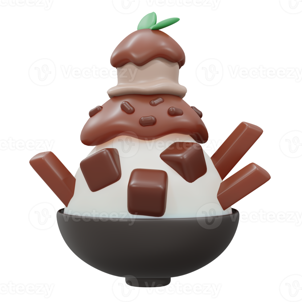 Bingsu Chocolate 3d render png