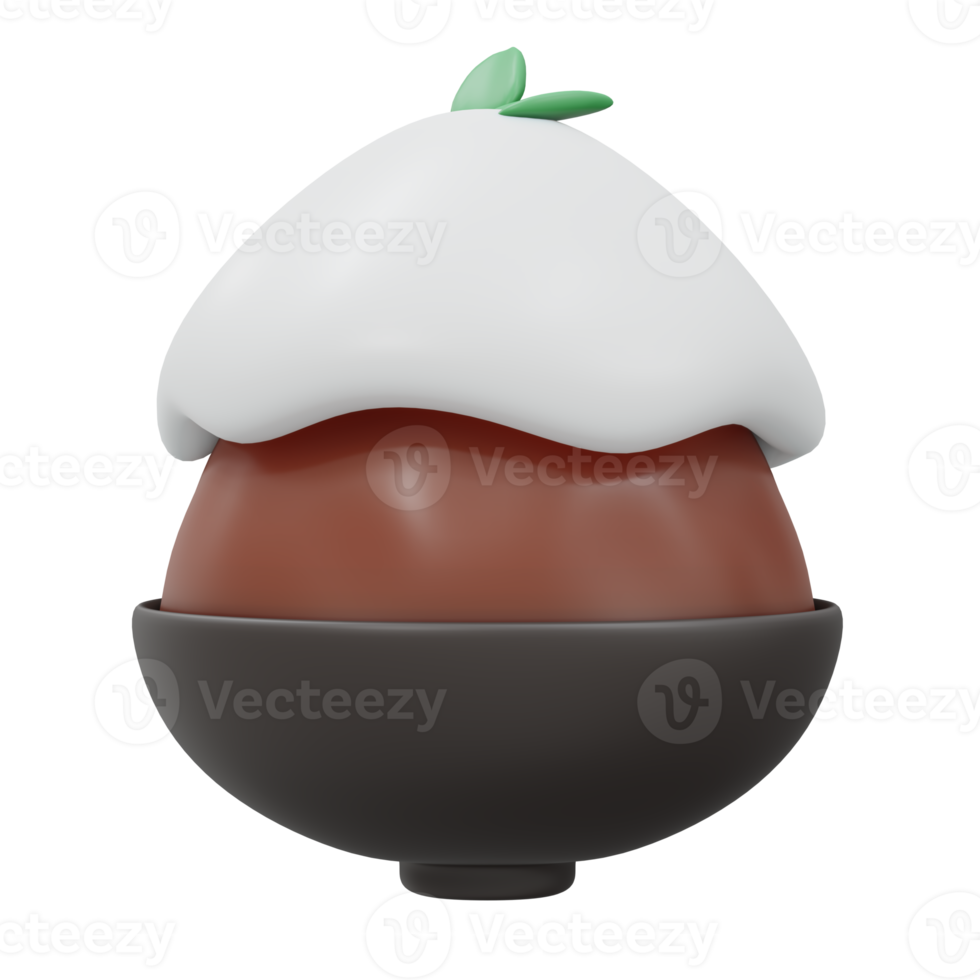 Bingsu Chocolate ice with white topping 3d render png