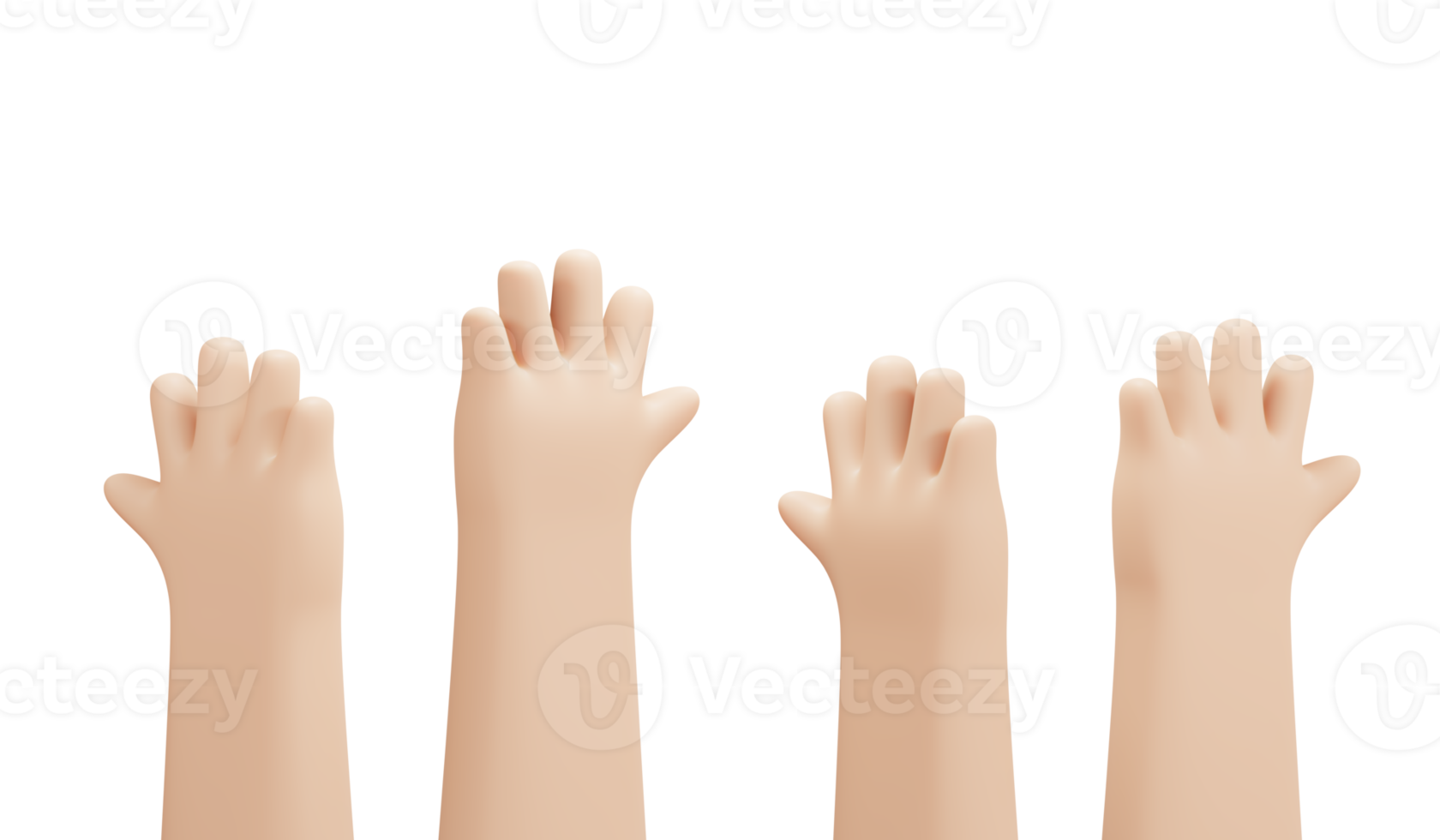 3D Rendering of raise hand isolated on background png