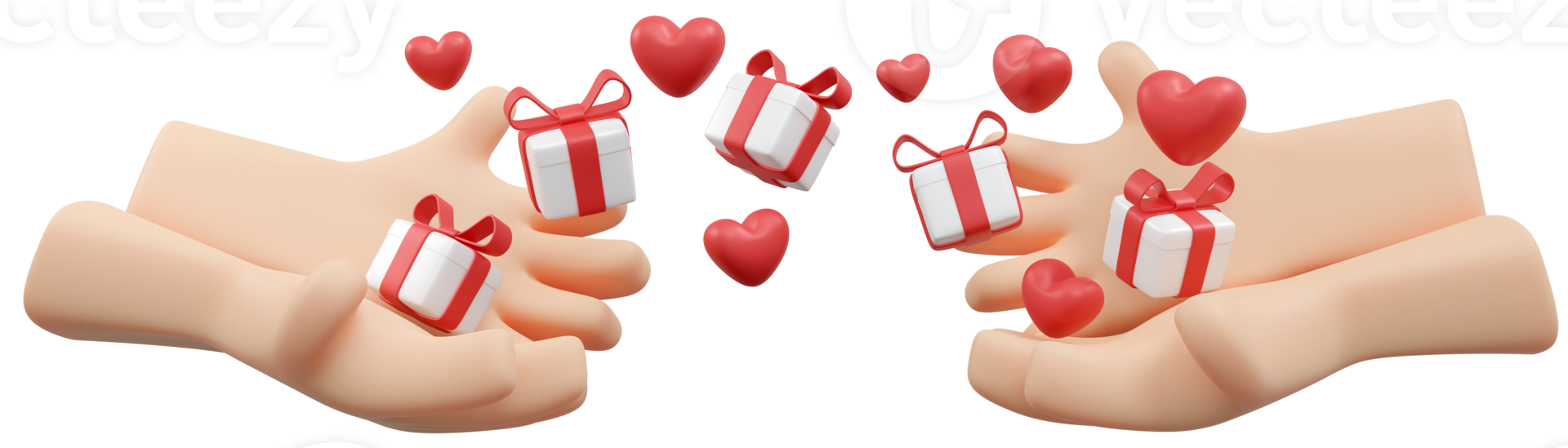 Hand Holding gift isolated on background 3d render png