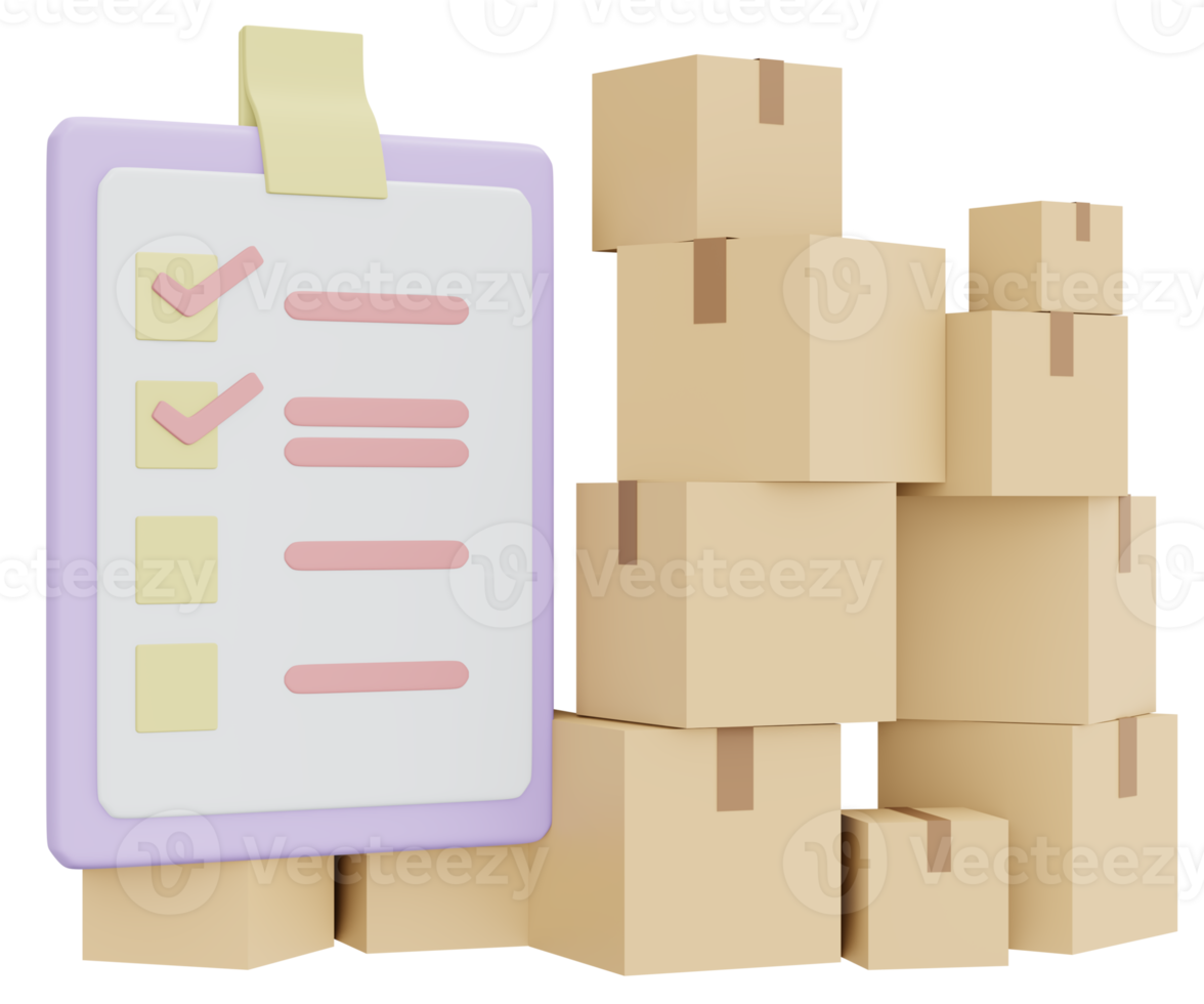 Checklist checking icon shipping 3d render isolated on background png