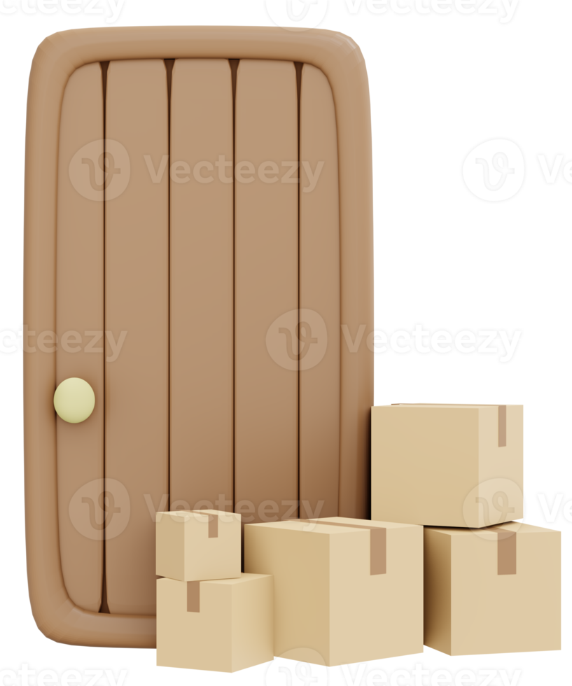 Package arrived at door icon shipping business  3d render isolated on background png