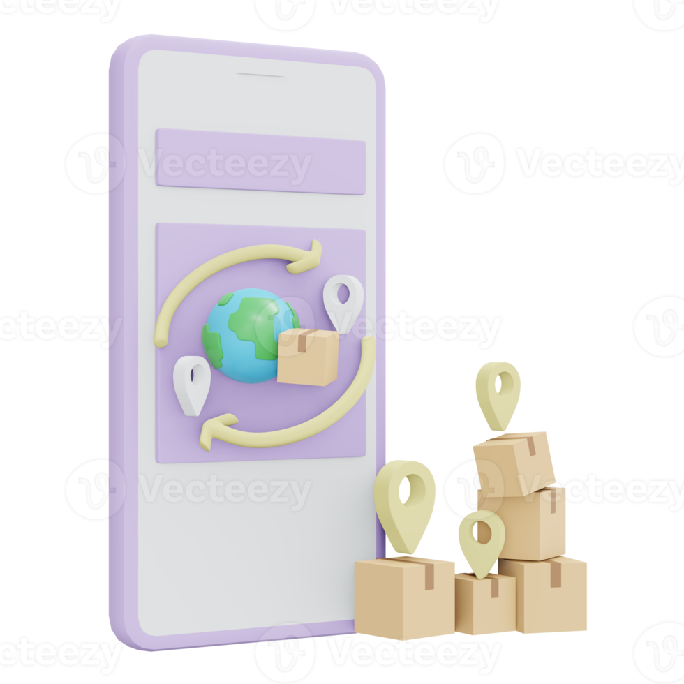 Tracking shipping icon 3d render isolated on background png