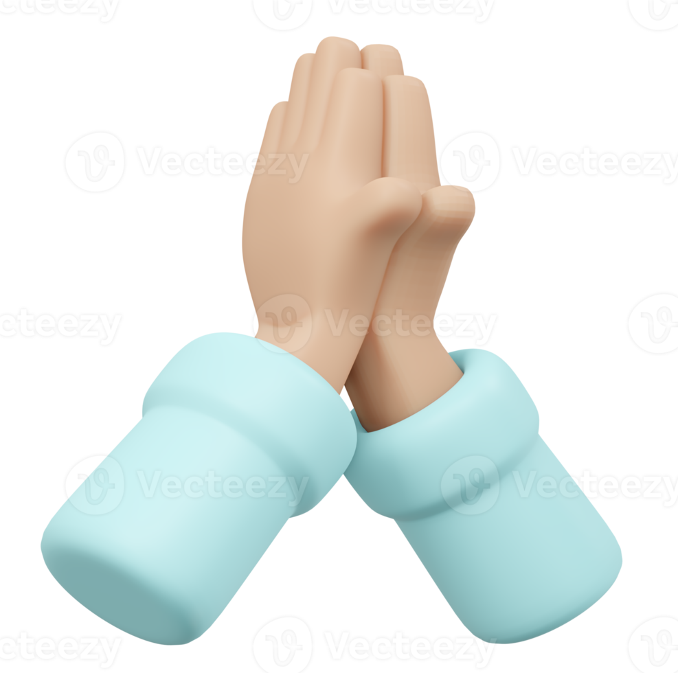 Hand praying 3d render png