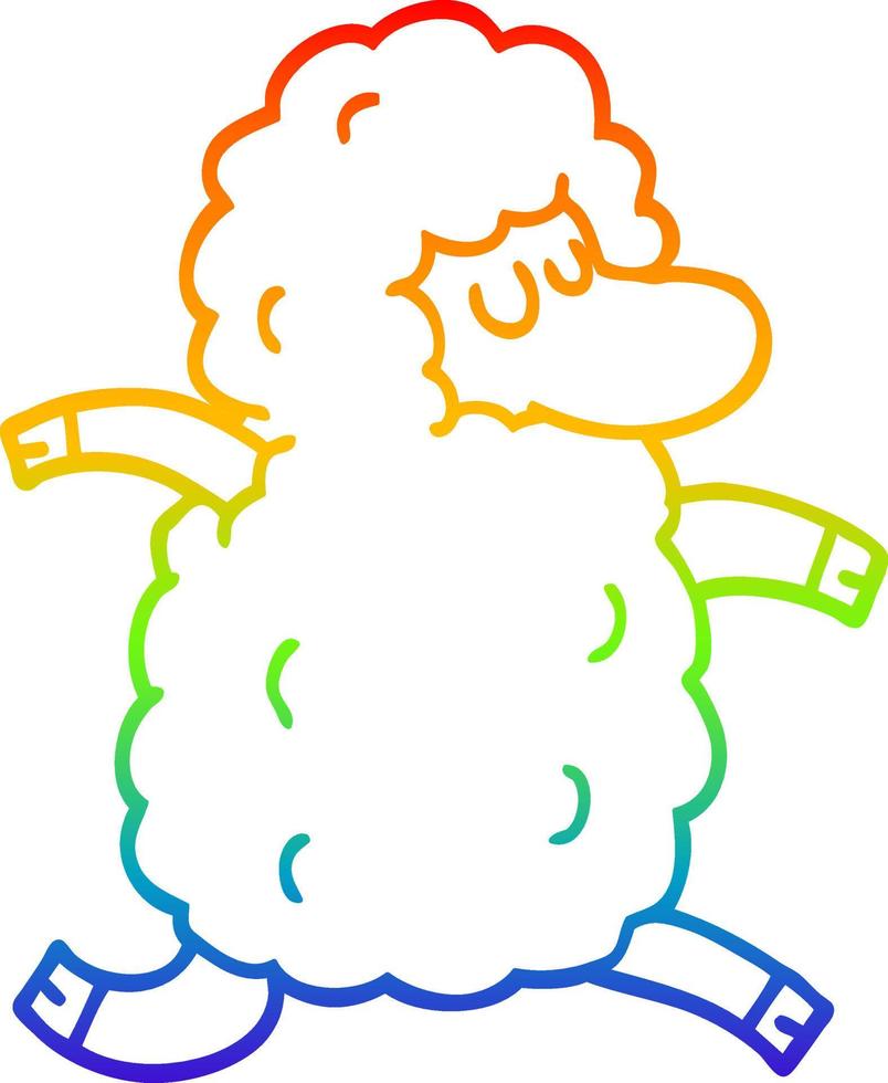 rainbow gradient line drawing cartoon black sheep vector