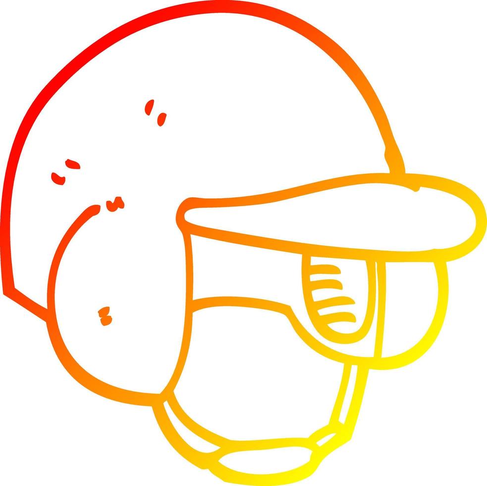 casco de béisbol de dibujos animados de dibujo lineal de gradiente cálido vector