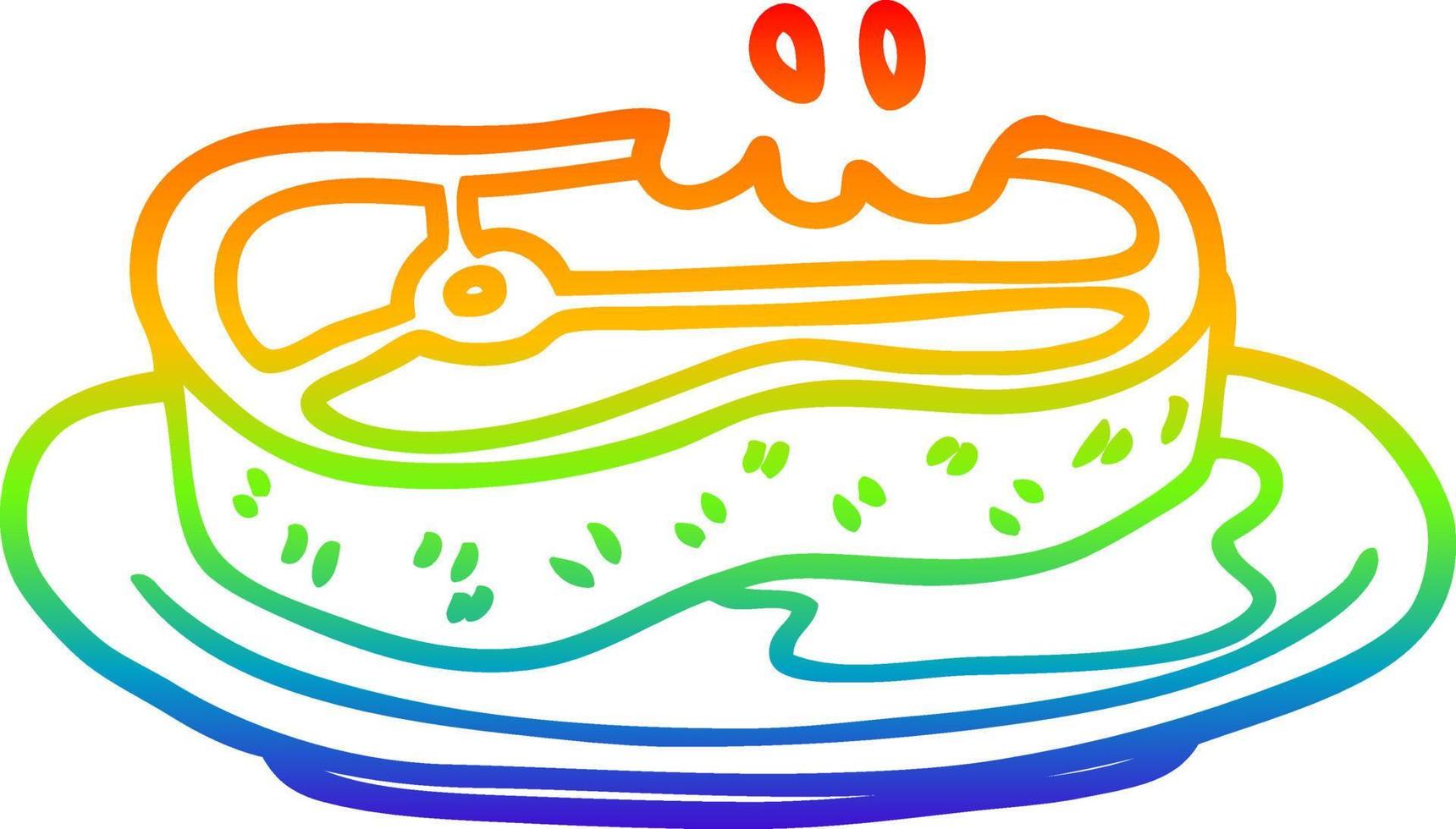 rainbow gradient line drawing cartoon well cooked meat vector