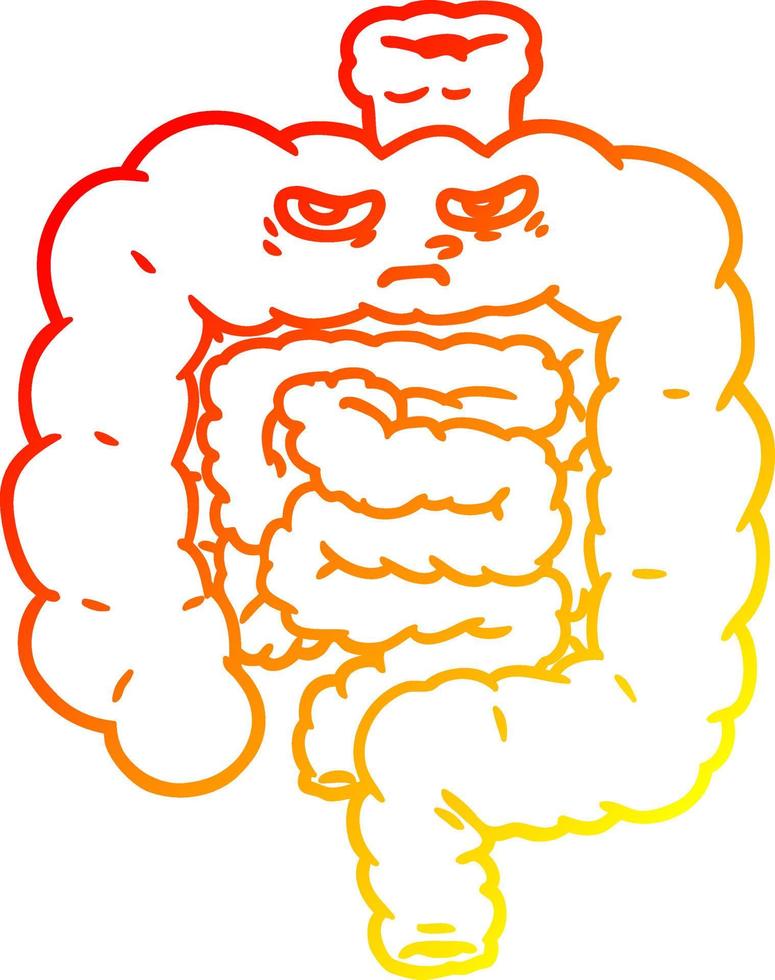 warm gradient line drawing cartoon intestines vector