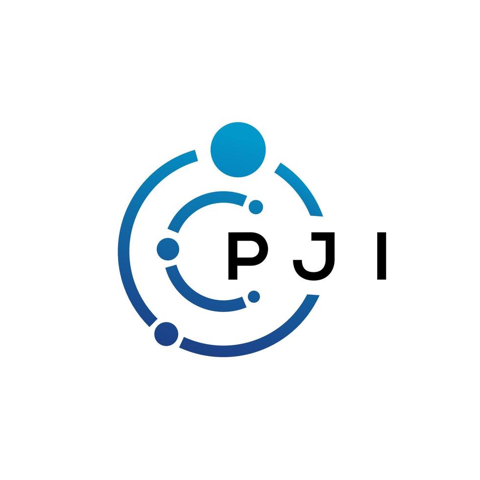 PJI letter technology logo design on white background. PJI creative initials letter IT logo concept. PJI letter design. vector