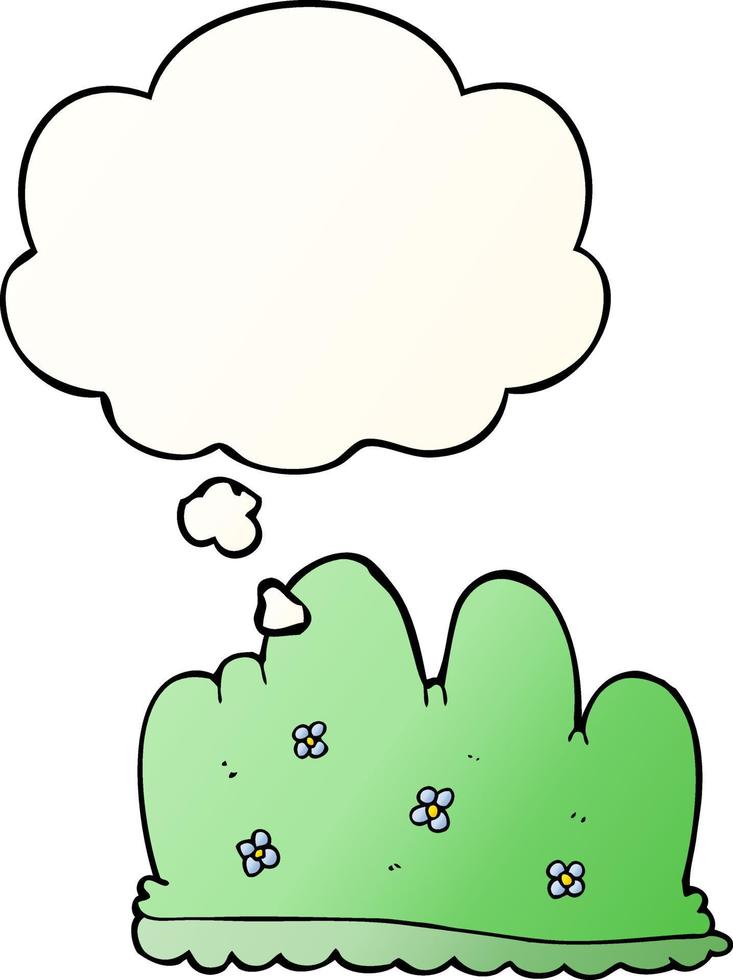 cartoon hedge and thought bubble in smooth gradient style vector