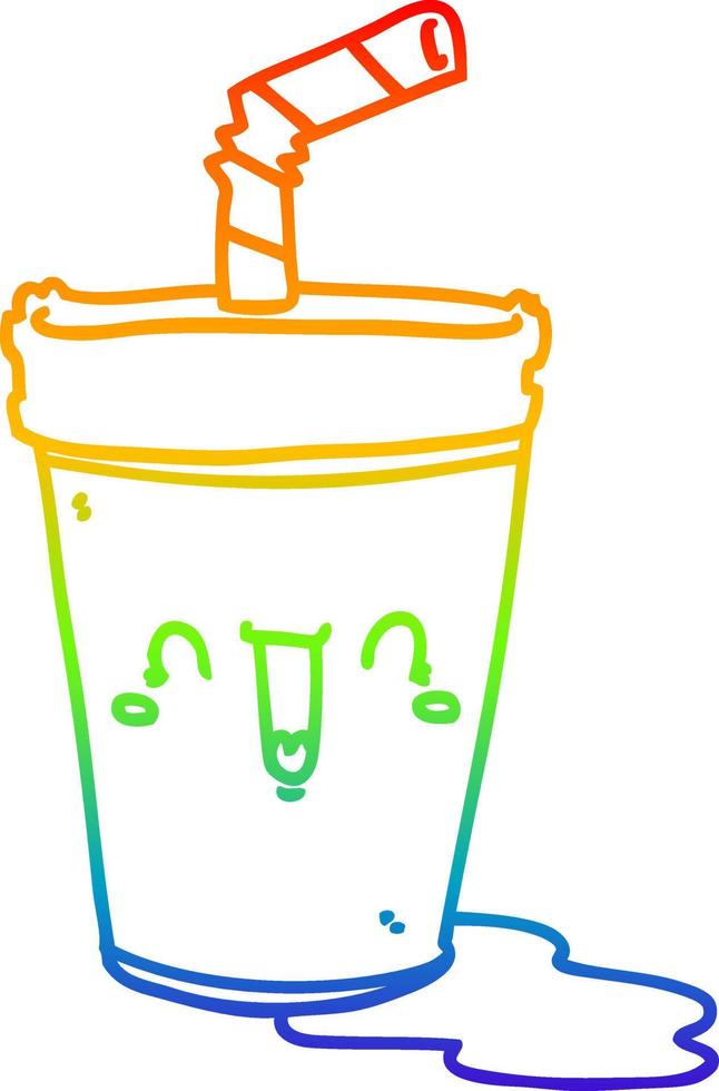 rainbow gradient line drawing cute cartoon soda vector