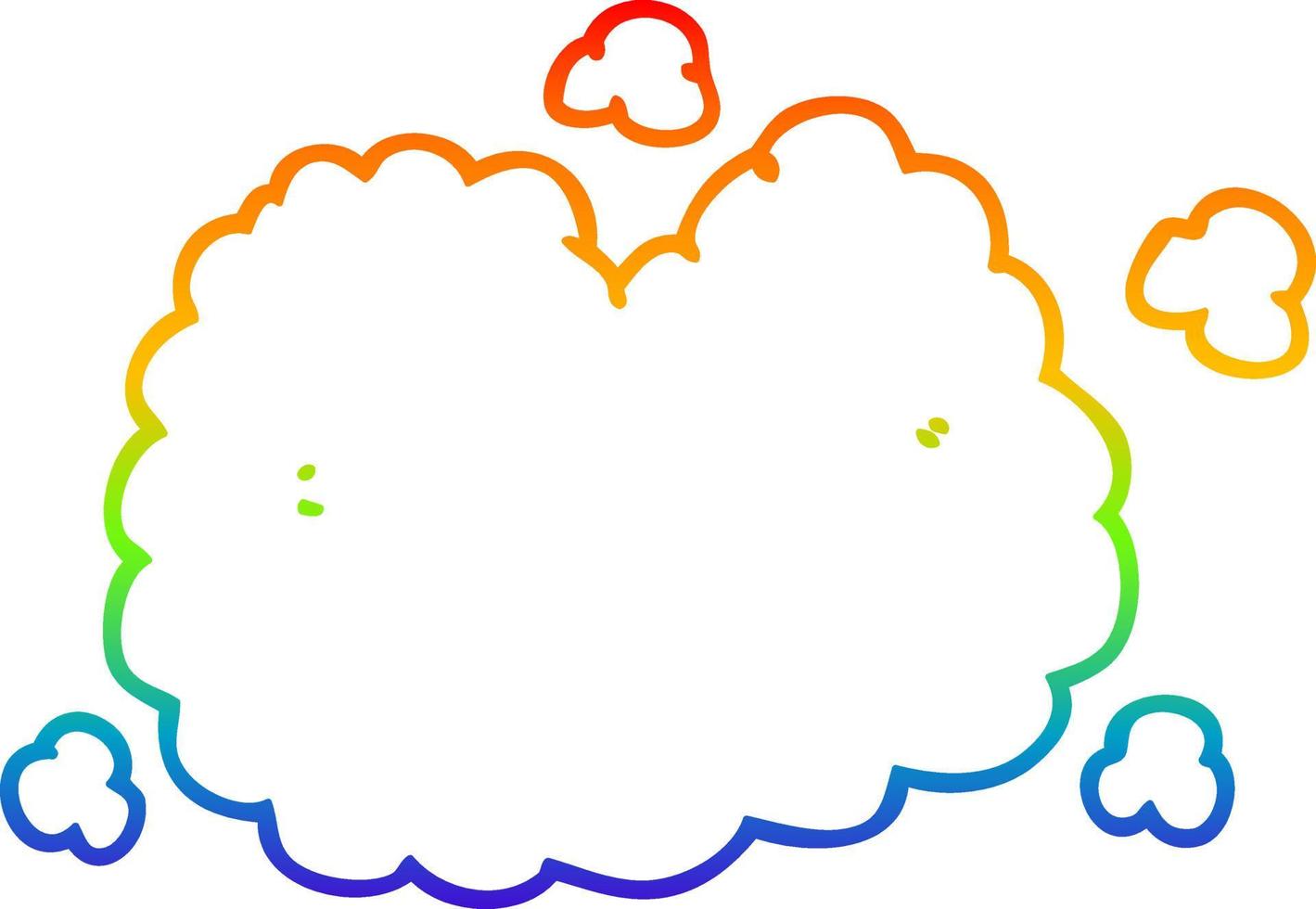 rainbow gradient line drawing cartoon smoke cloud vector