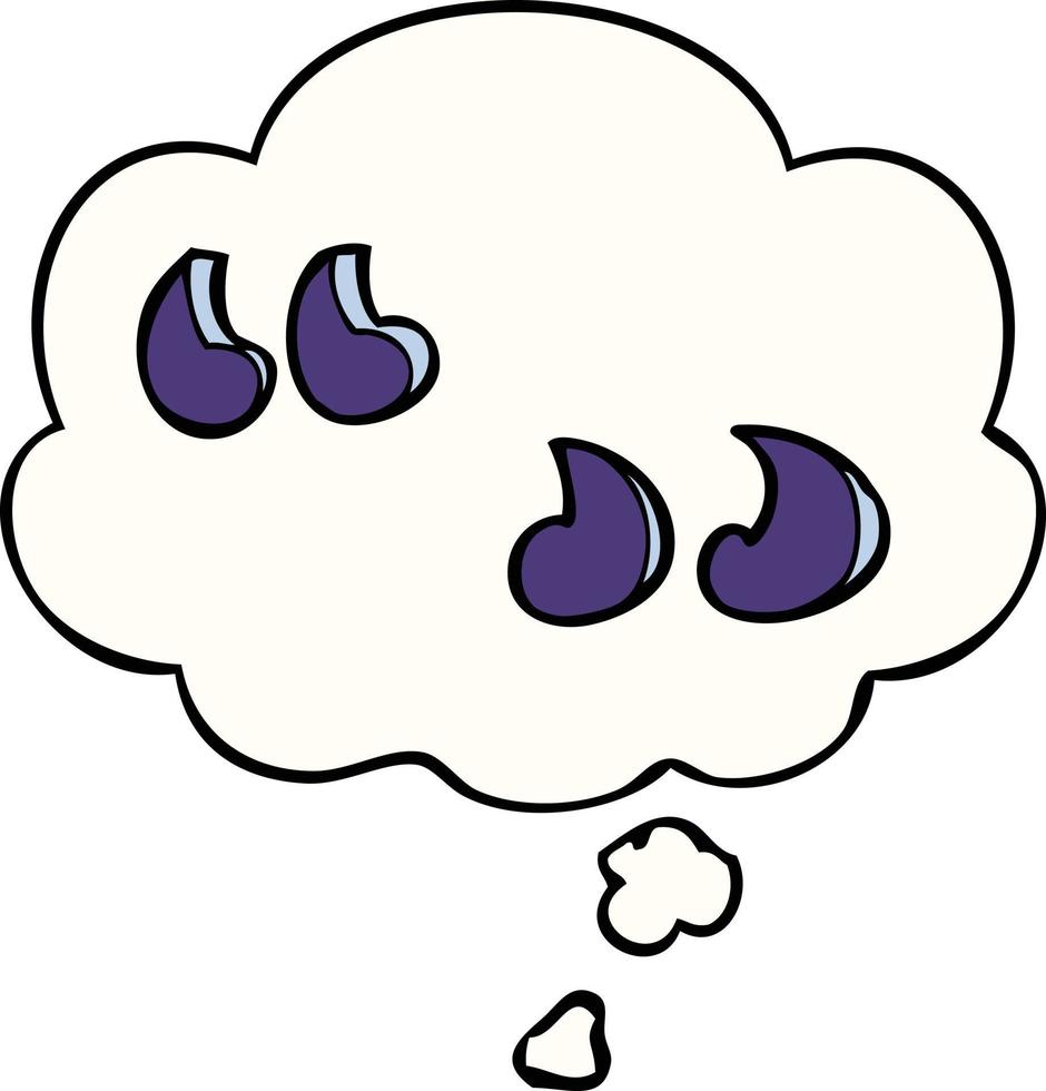 cartoon quotation marks and thought bubble vector