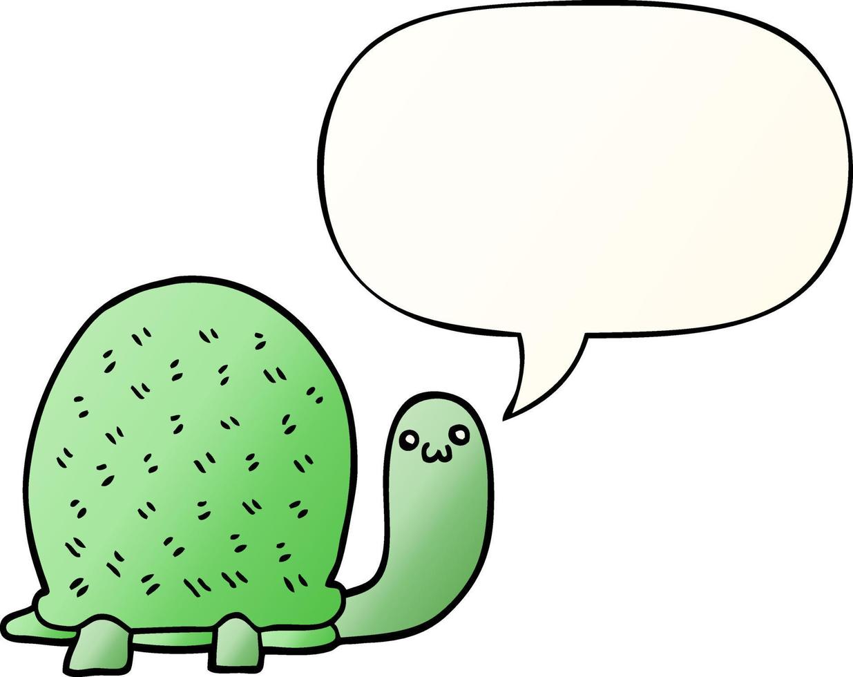 cute cartoon turtle and speech bubble in smooth gradient style vector