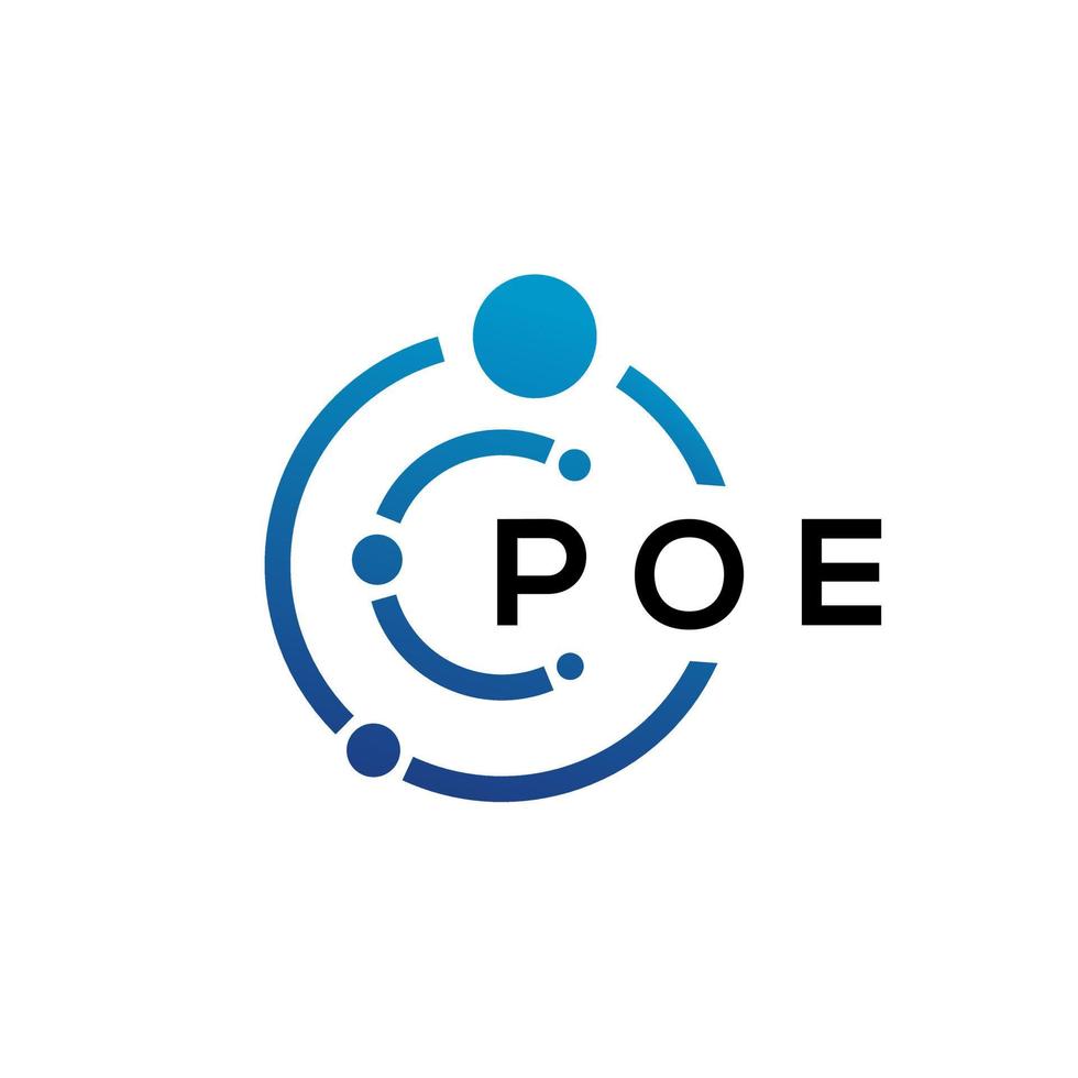 POE letter technology logo design on white background. POE creative initials letter IT logo concept. POE letter design. vector