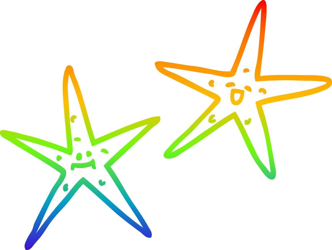 dibujo de línea de gradiente de arco iris pez estrella de dibujos animados vector