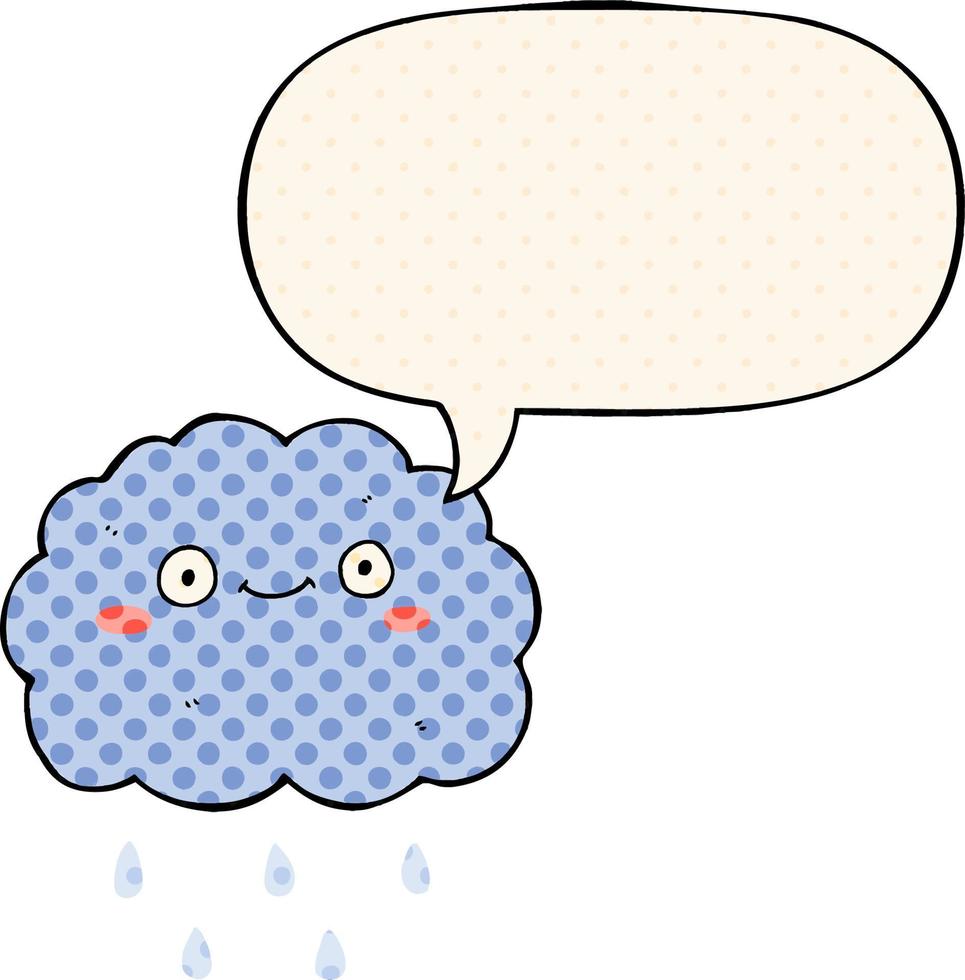 cute cartoon cloud and speech bubble in comic book style vector