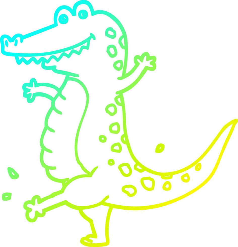 cold gradient line drawing cartoon dancing crocodile vector