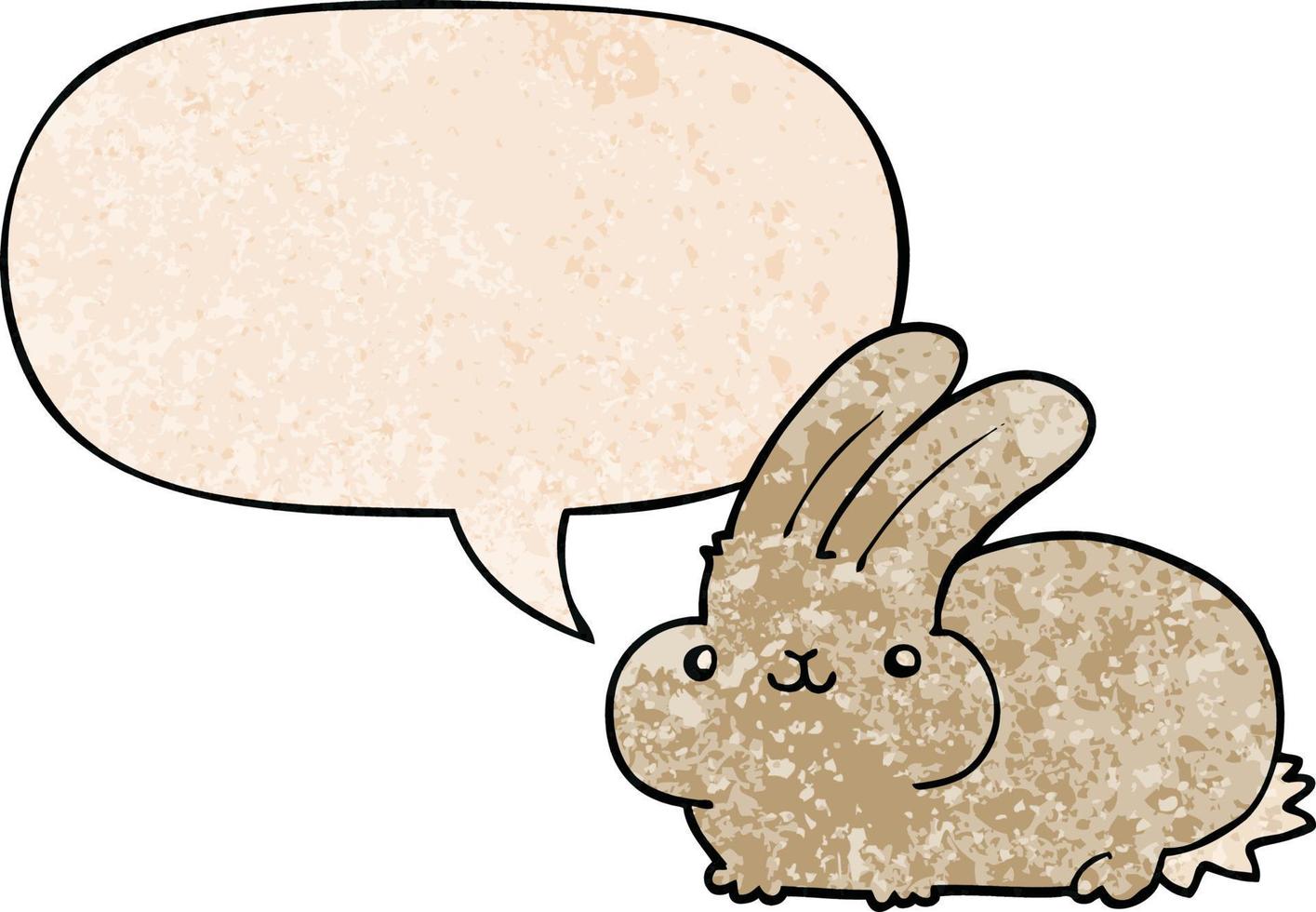 cartoon rabbit and speech bubble in retro texture style vector