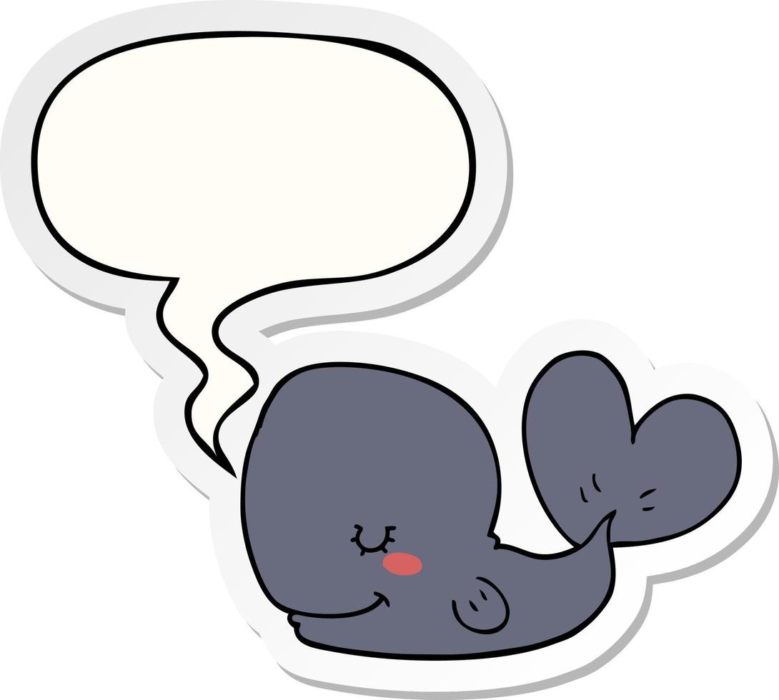 cartoon whale and speech bubble sticker vector