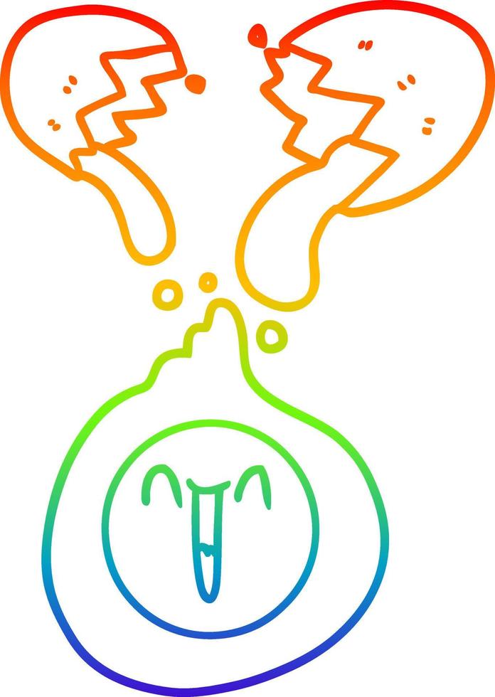rainbow gradient line drawing cartoon cracked egg vector