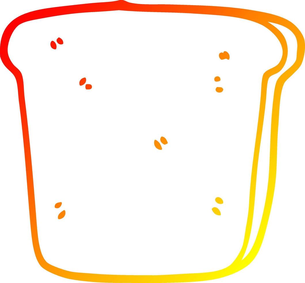 warm gradient line drawing cartoon slice of bread vector