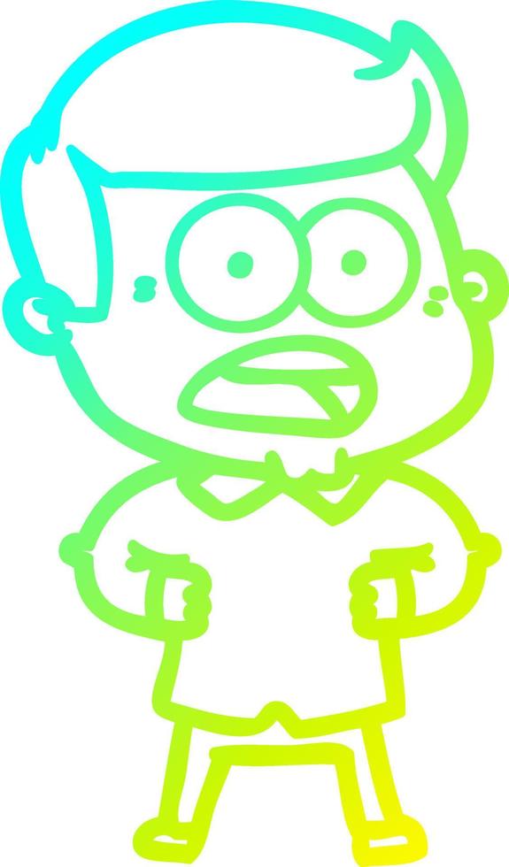 cold gradient line drawing cartoon shocked man vector