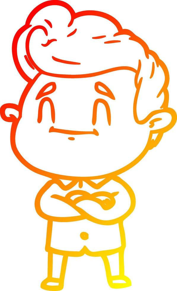 warm gradient line drawing happy cartoon man vector