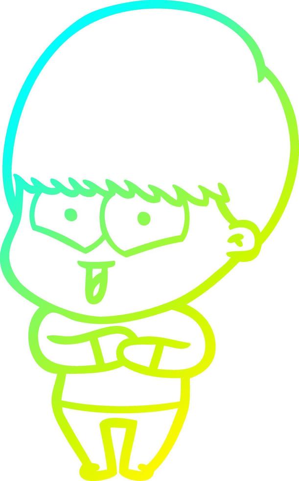 cold gradient line drawing cartoon happy boy vector