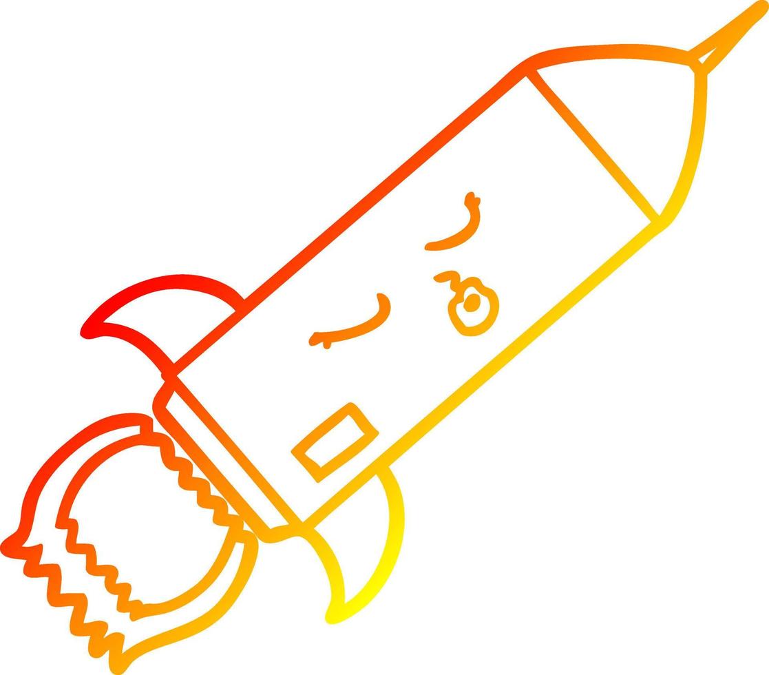 warm gradient line drawing cartoon rocket vector