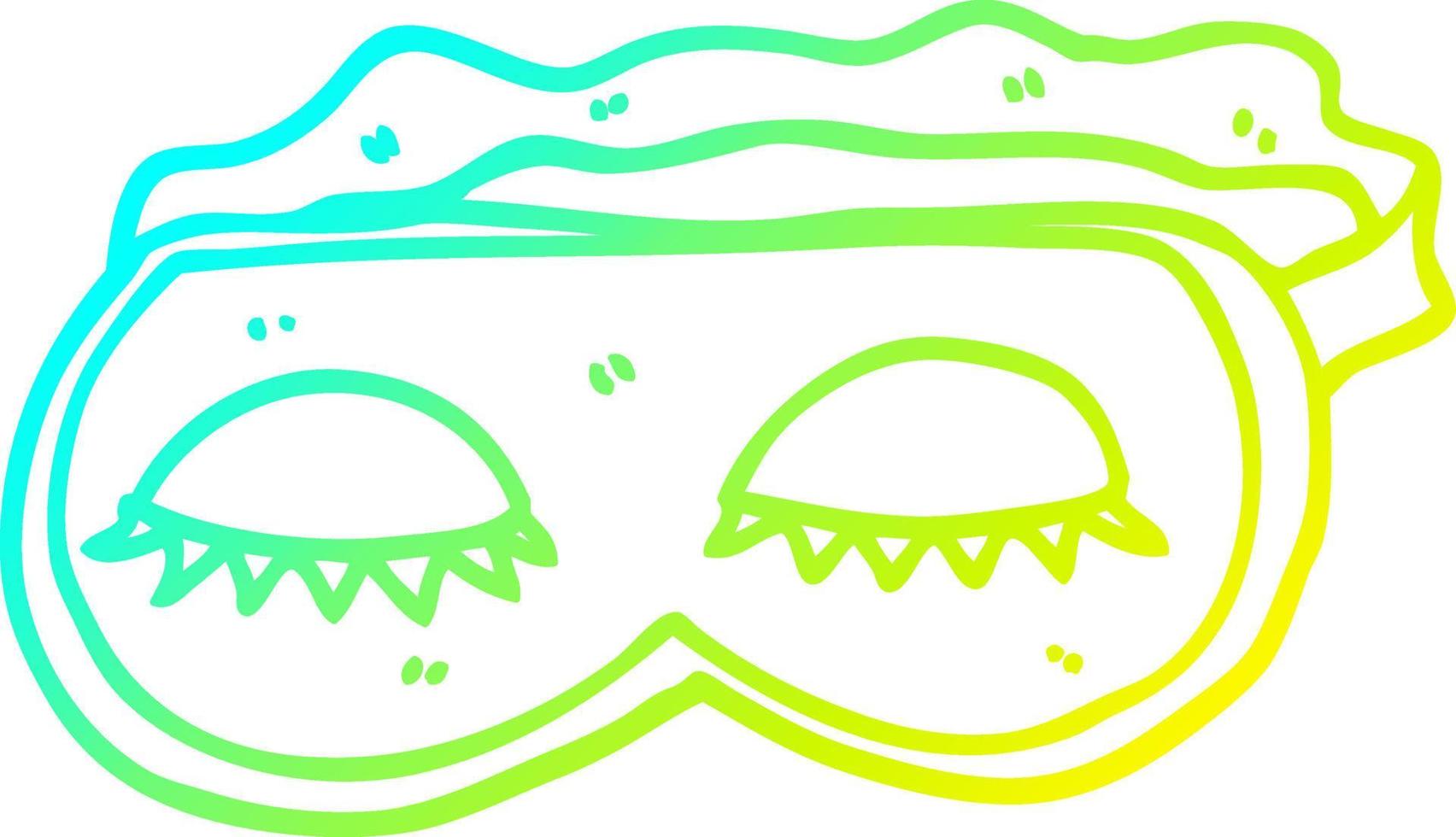 cold gradient line drawing cartoon sleeping mask vector