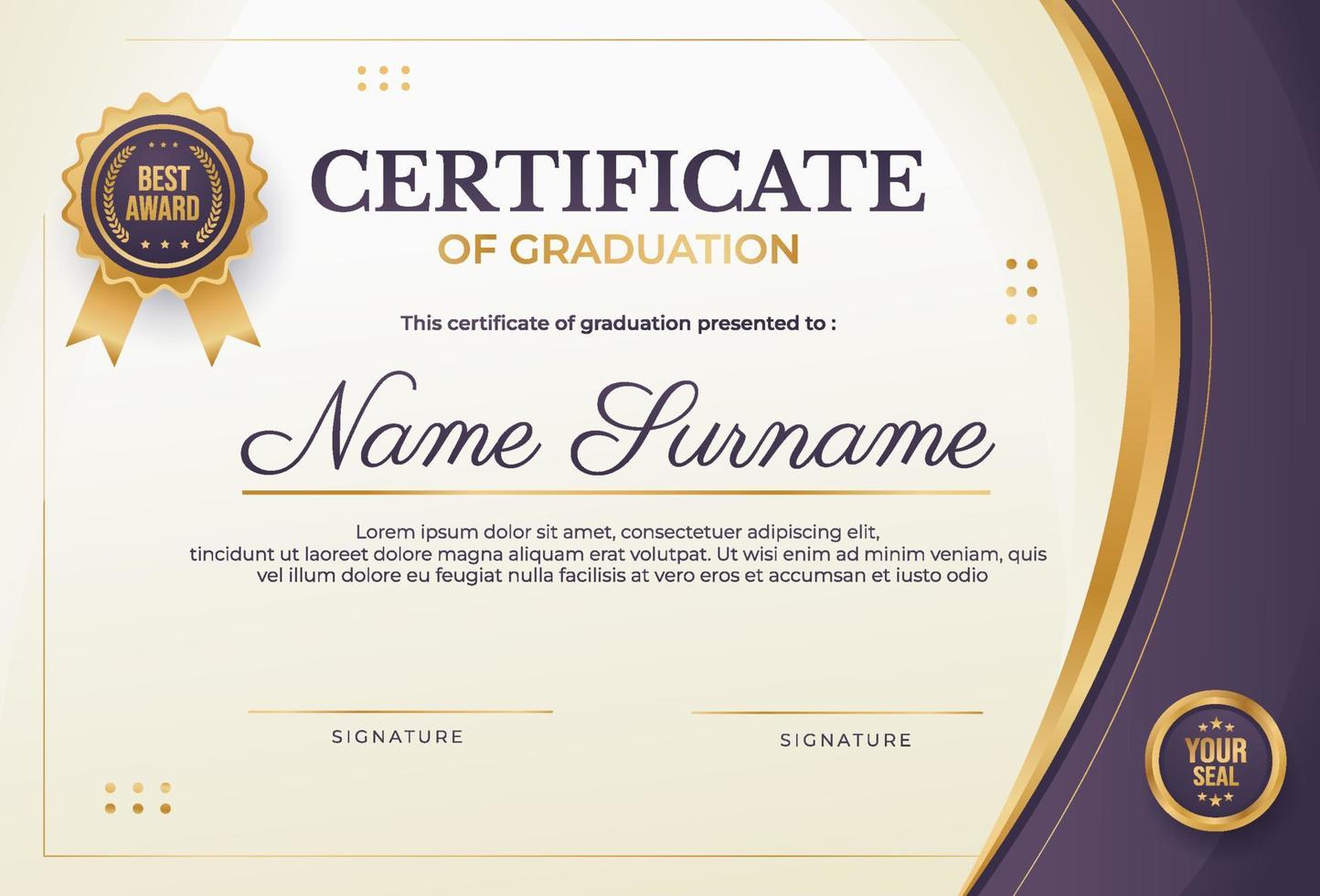 Certificate of Graduation Template vector