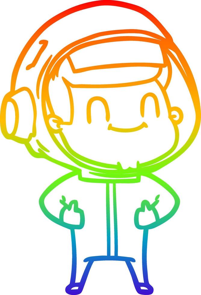 rainbow gradient line drawing happy cartoon astronaut vector