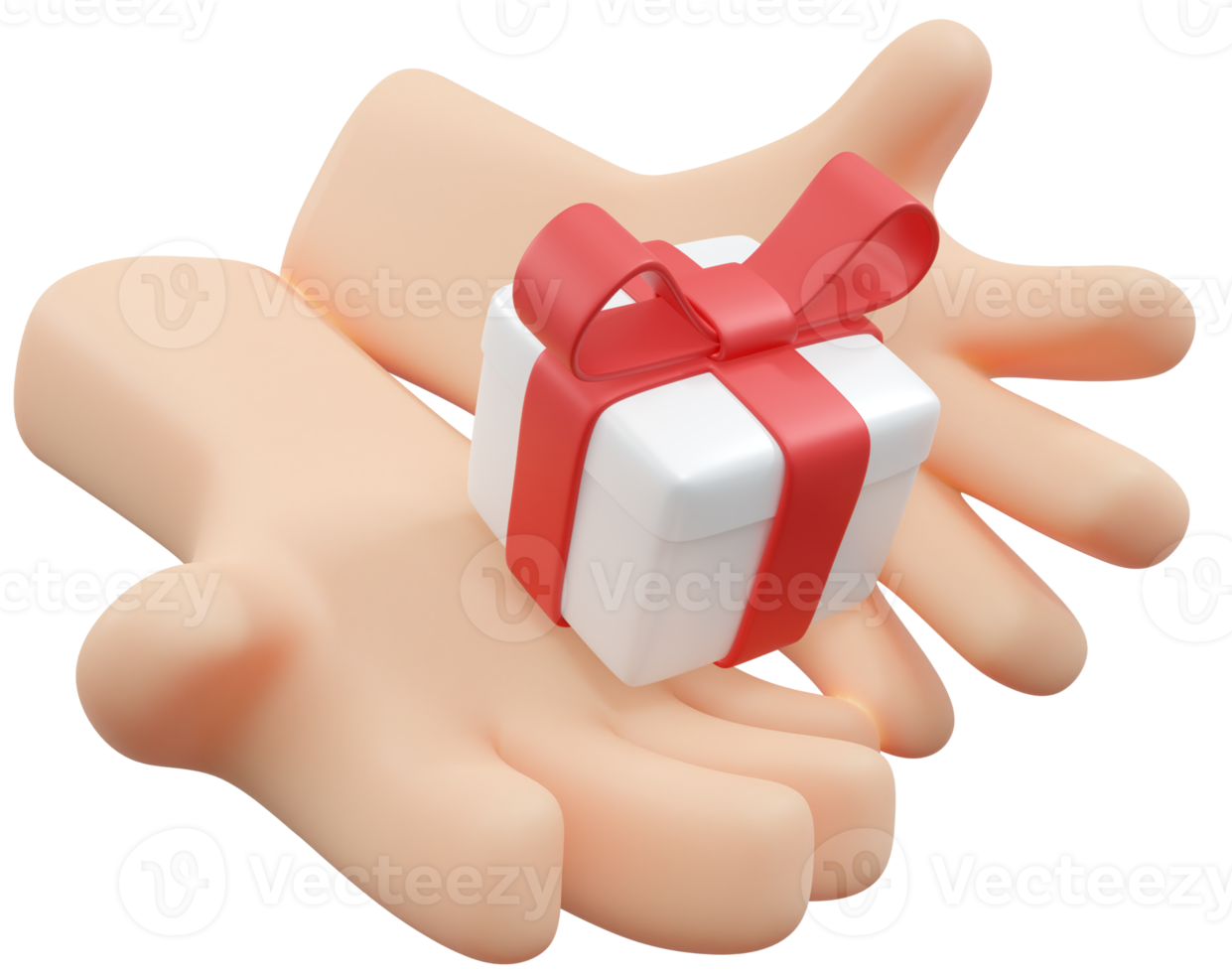 Hand Holding gift isolated on background 3d render png