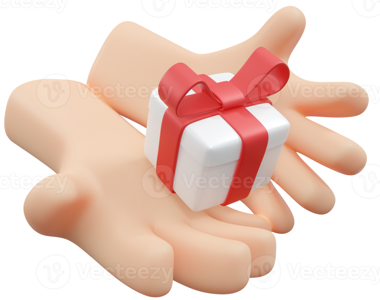 hand met cadeau geïsoleerd op achtergrond 3d render png