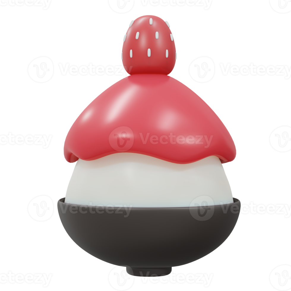 Bingsu Strawberry Red Dressing 3d render png