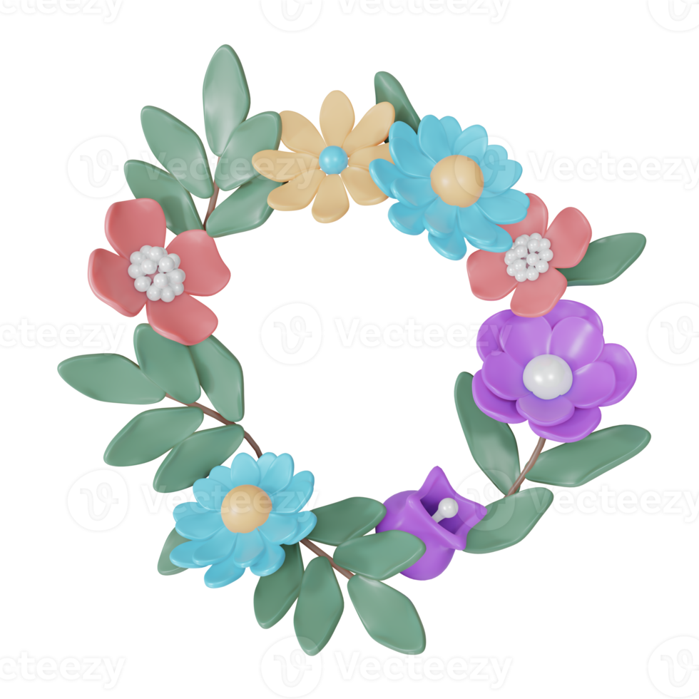 Wreath flower 3d render png