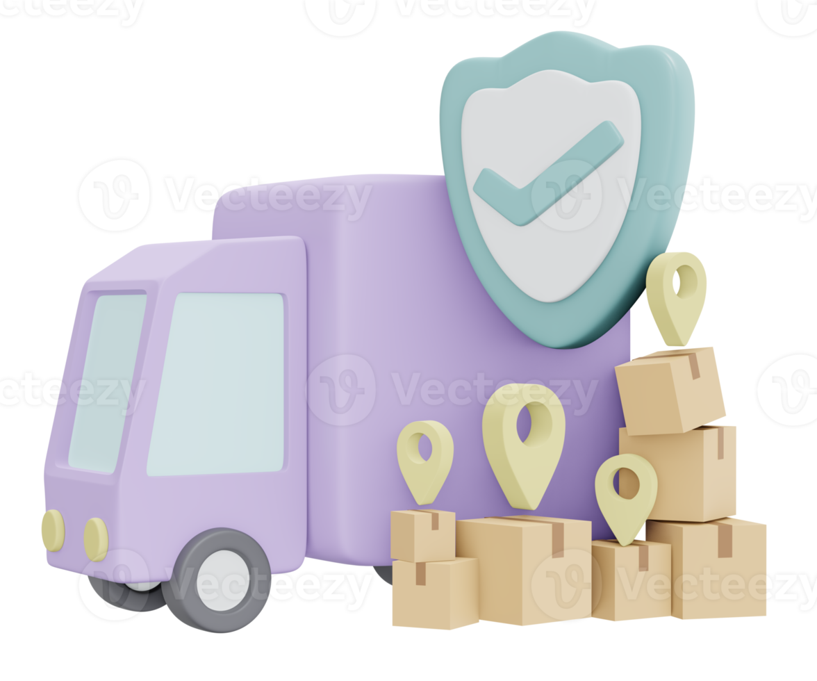 Guarantee save product shipping 3d render isolated on background png