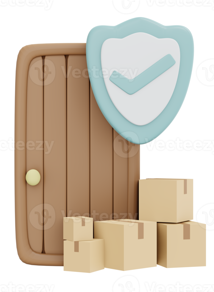 Guarantee save product shipping to door 3d render isolated on background png