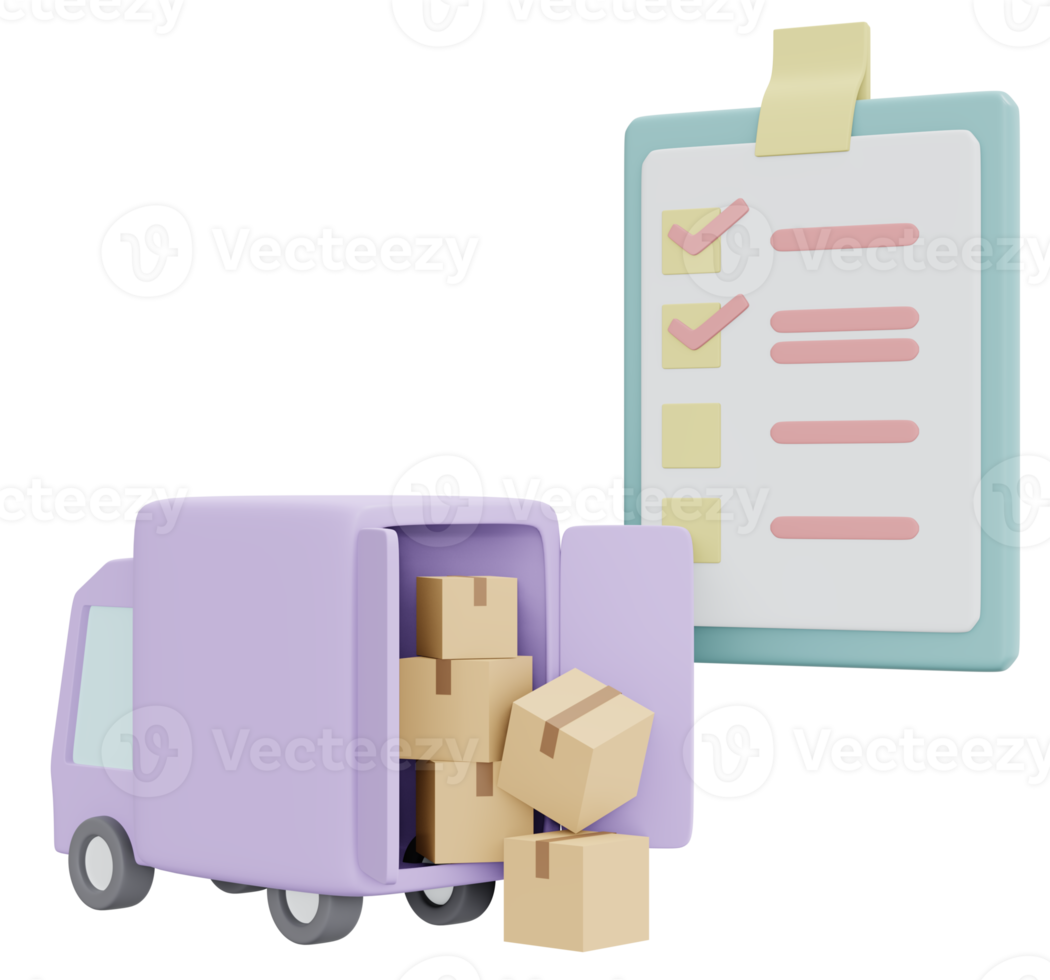 Checklist checking icon shipping 3d render isolated on background png