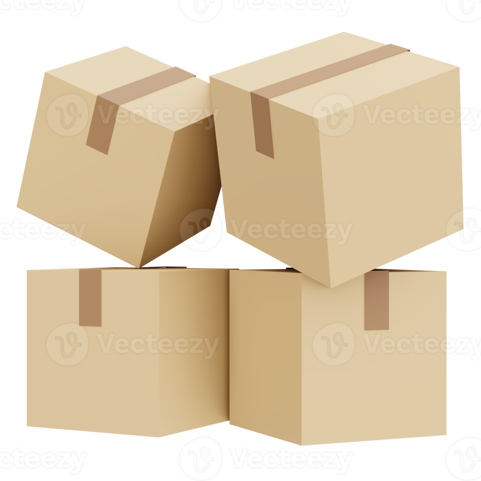 Box package icon shipping 3d render isolated on background png