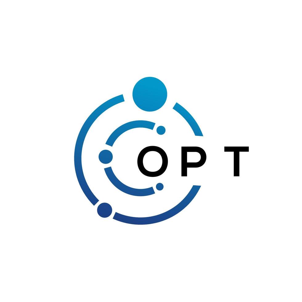 OPT letter technology logo design on white background. OPT creative initials letter IT logo concept. OPT letter design. vector