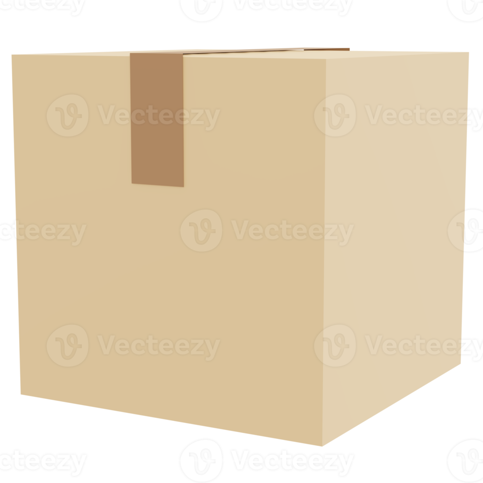 Box package icon shipping 3d render isolated on background png