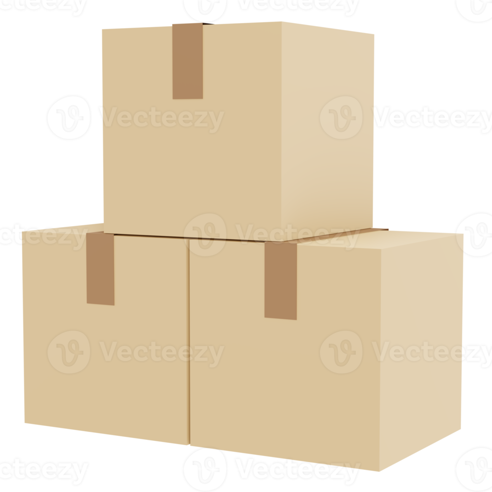 Box package icon shipping 3d render isolated on background png