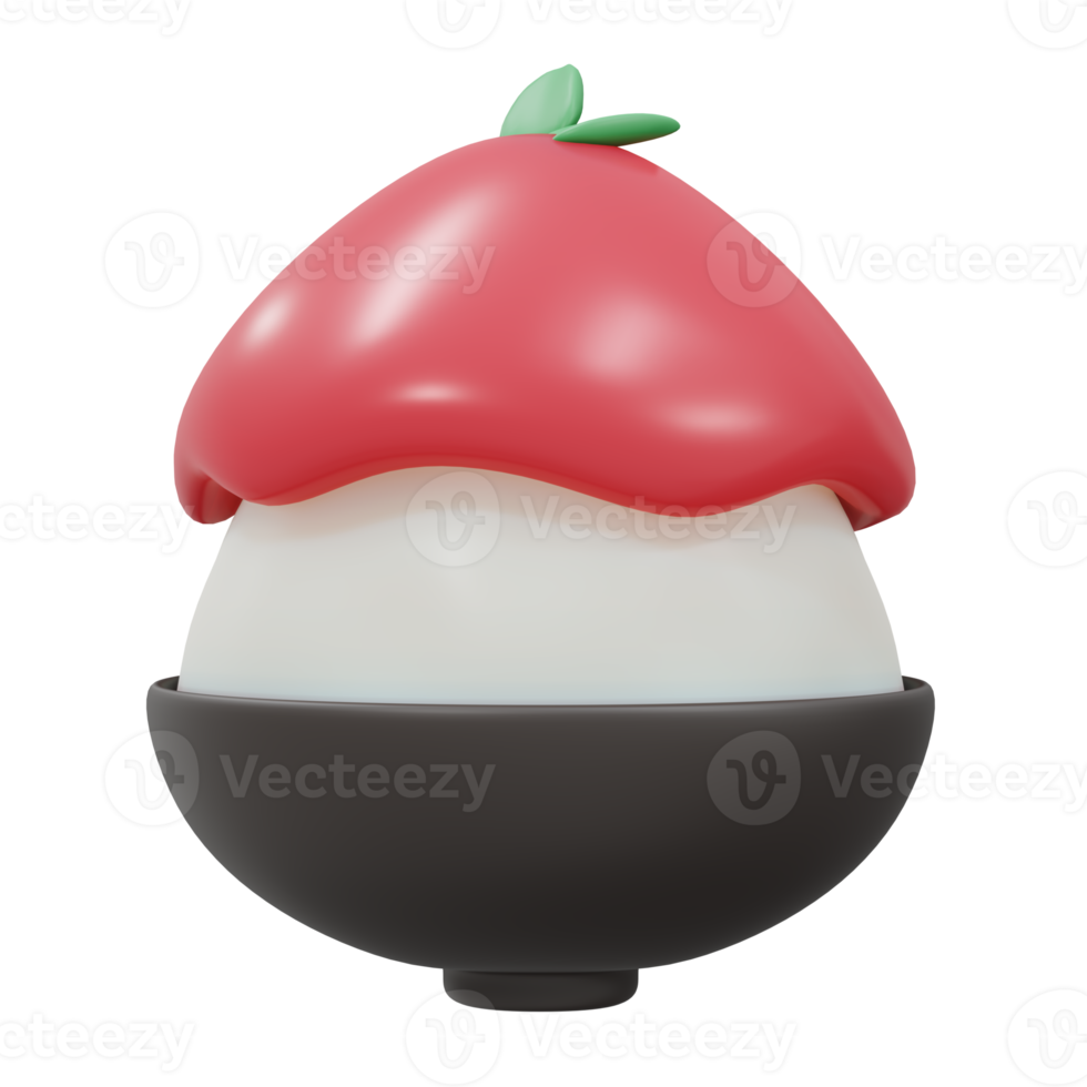 Bingsu Strawberry Red Dressing 3d render png