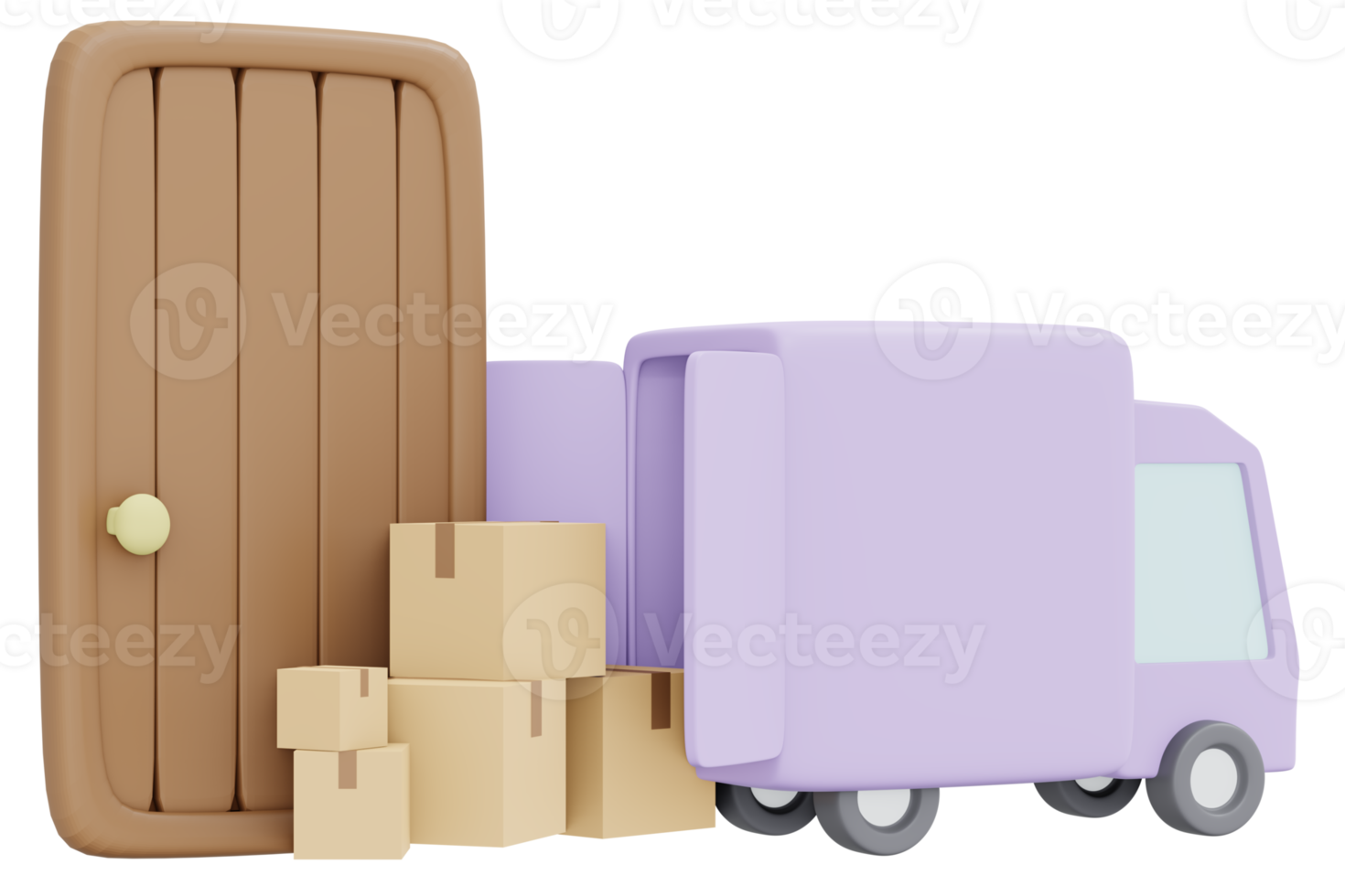 Package arrived at door icon shipping business  3d render isolated on background png