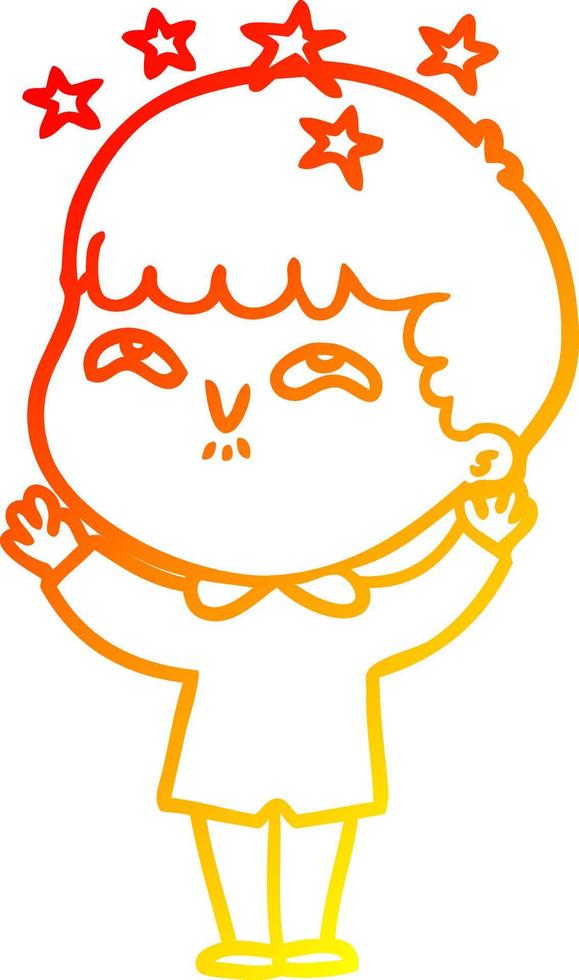 warm gradient line drawing cartoon amazed boy vector