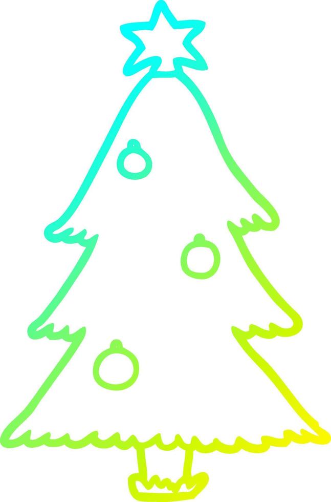 cold gradient line drawing christmas tree vector