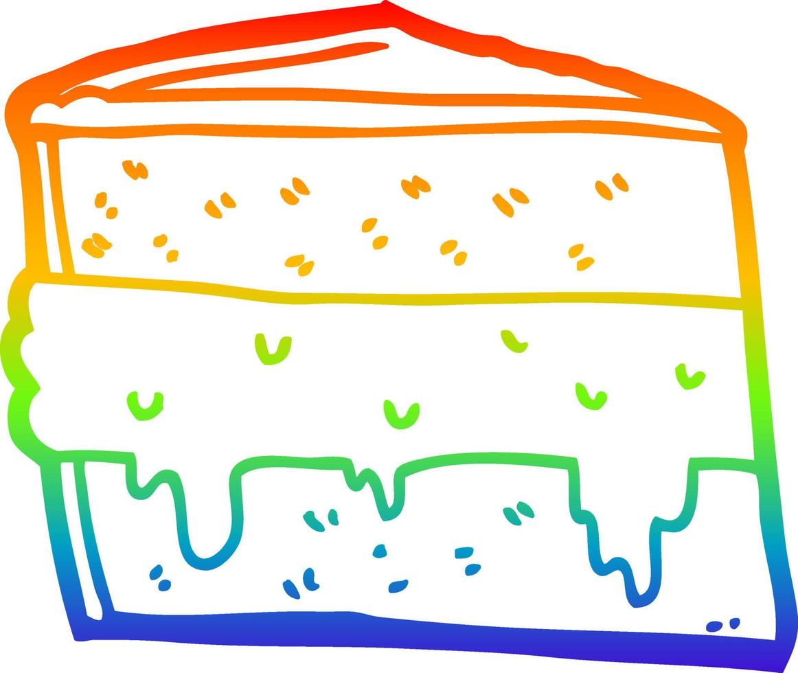 rainbow gradient line drawing cartoon cake vector