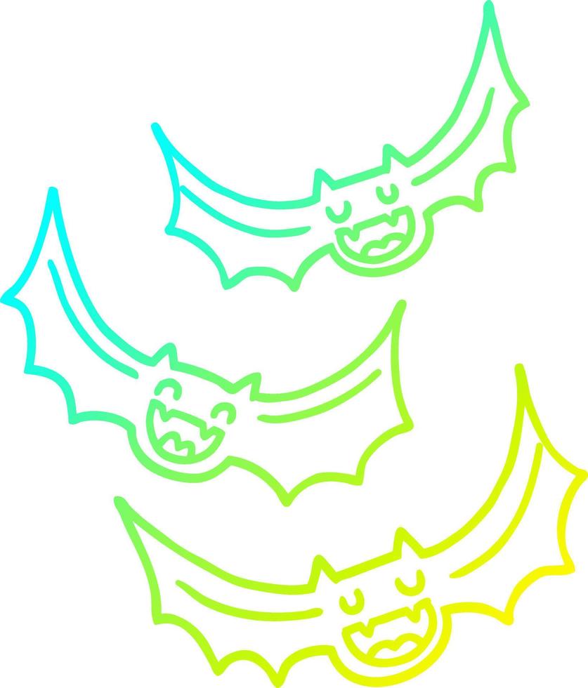 cold gradient line drawing cartoon vampire bats vector